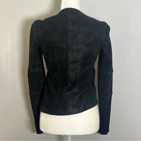 Helmut Lang Women's Suede Jacket Lamb Leather Black Asymmetric Zip - Picture 3 of 5
